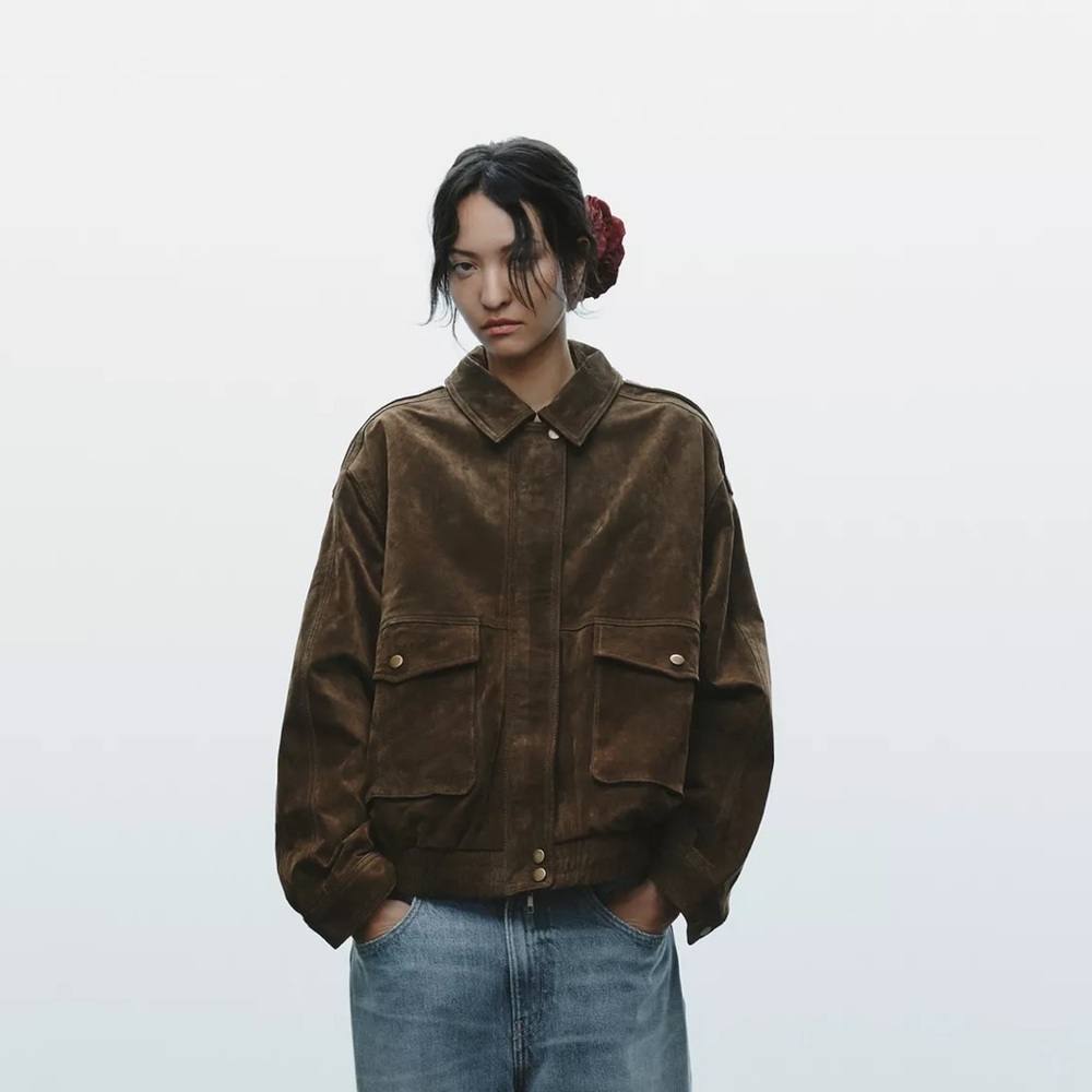 Zara Bomber Leather Jacket
